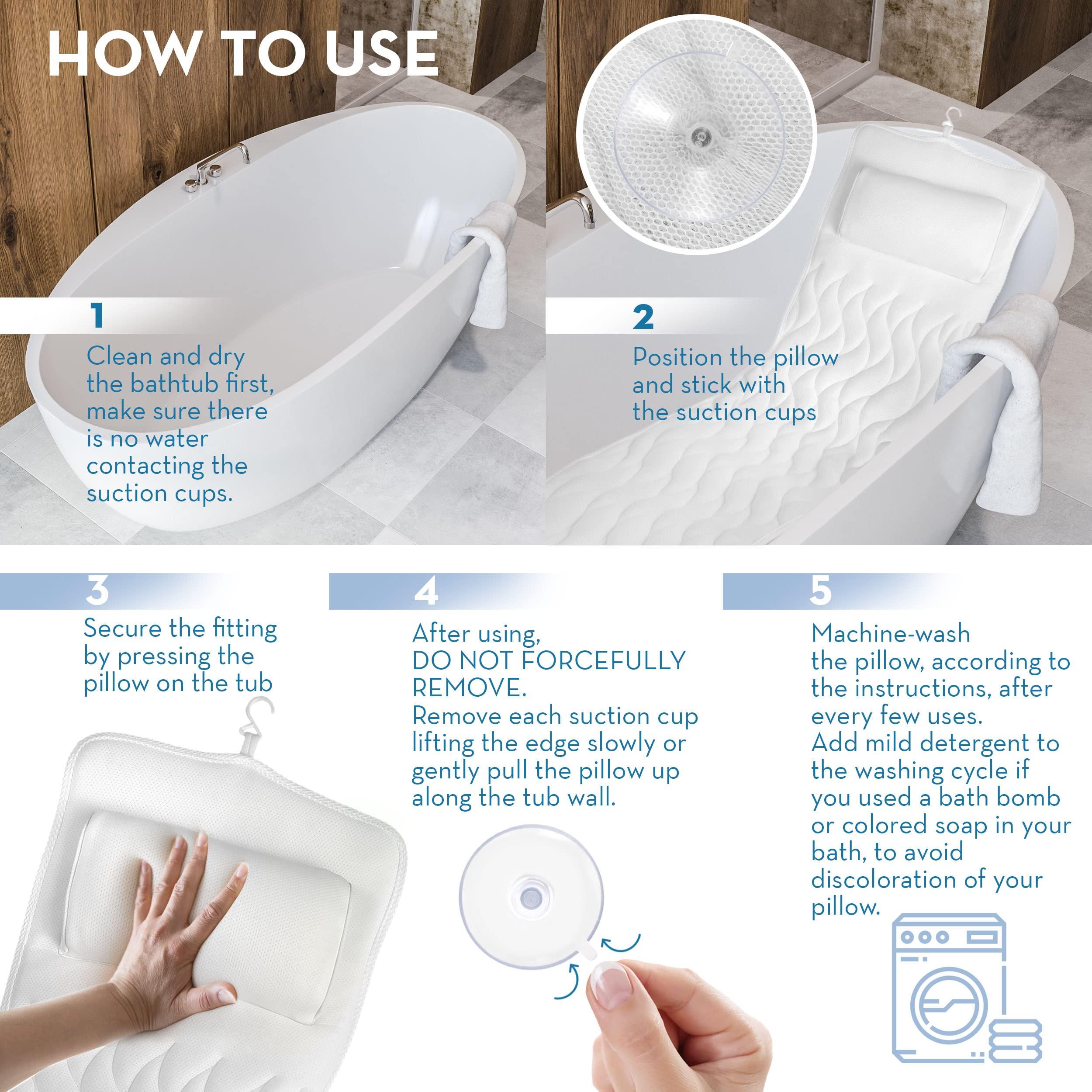 BASIC CONCEPTS BASIC CONCEPTS Full Body Bath Pillow, Bathroom Tub Thick Pillow for Neck and Back Support, Extra Thick Bathtub Cushion & Bathtub Pillow Headrest, Bathtub Accessories for Women Men, 22 Suction Cups