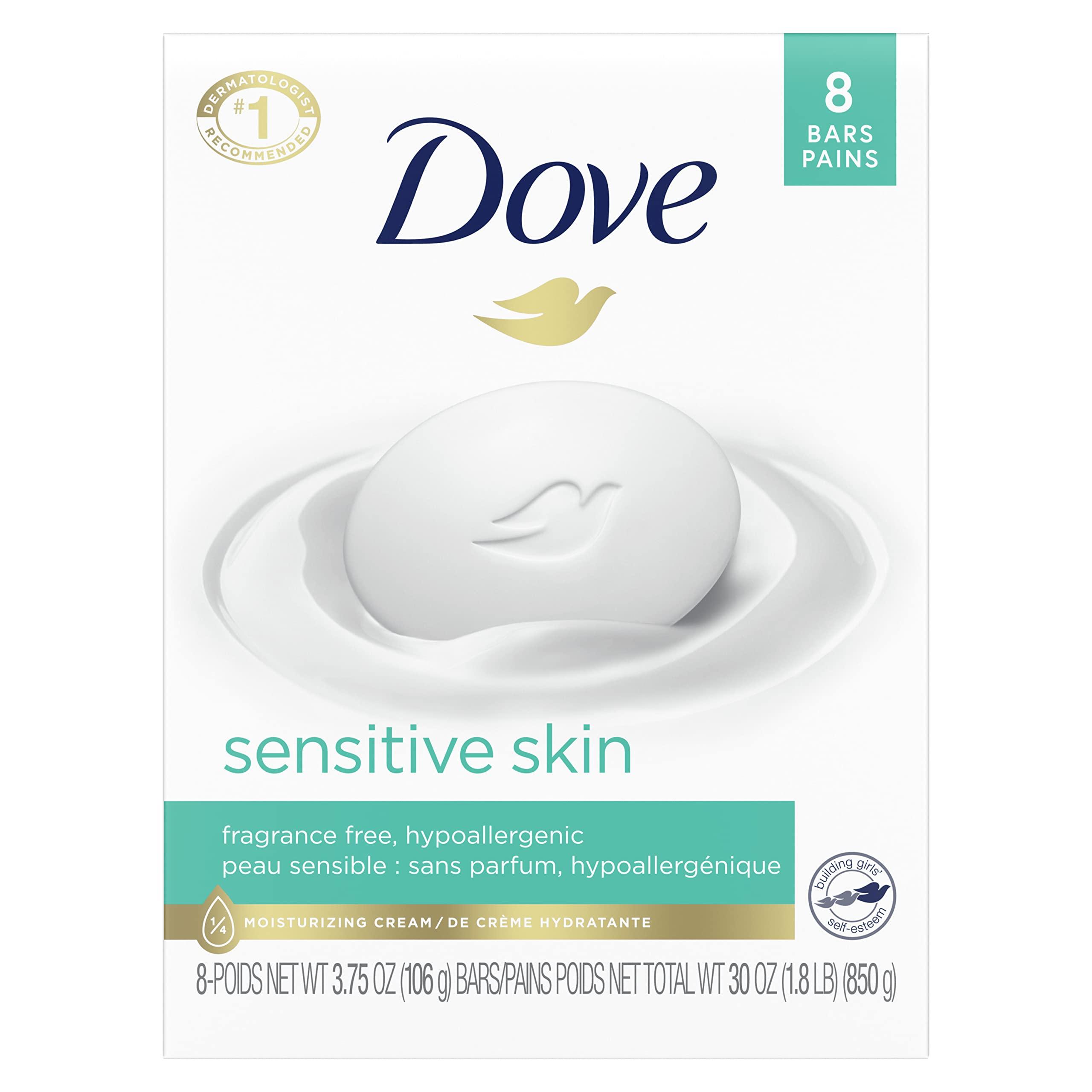 Dove Dove Body Wash Sensitive Skin 4 Count Hypoallergenic & Beauty Bar More Moisturizing Than Bar Soap for Softer Skin