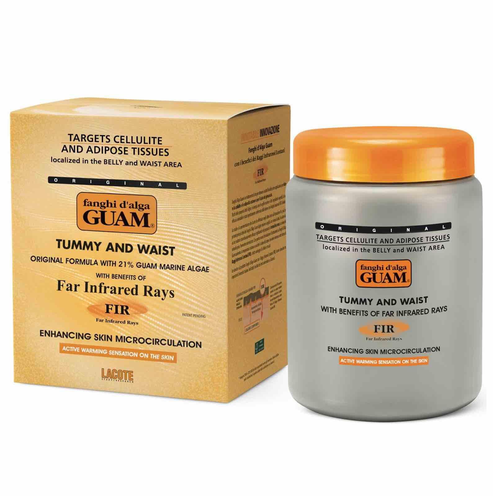 Guam GUAM Anti Cellulite Stomach Wraps, INFRARED Body Wrap for Flat Tummy, FIR Tummy Wrap Cellulite Remover, Belly Cellulite Treatment, Stomach Skin Firming and Tightening Body Mud (2.2LB)