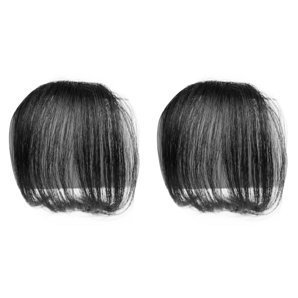 Beavorty Beavorty 2pcs Piece Fake Hair Bangs Black Hair Clip Mini Clips for Hair Clip in Bangs Real Human Hair Bangs Hair Clip Bangs Clip in Hair Extensions Clip in Hair Bangs Wig