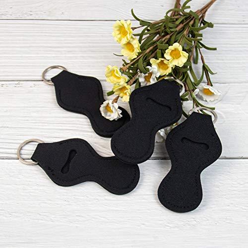 AUEAR AUEAR, Lip Balm Holder Key Ring Lanyard Lipstick ChapStick Key Chain Holders for Group of Coworkers (10 Pack, Black)