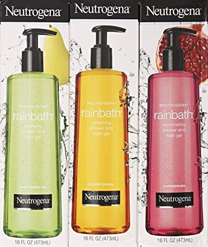 TORYO Neutrogena Rainbath Multi-pack of 3, 1 Original Formula, 1 Pomegranate and 1 Pear & Green Tea, 16 fl oz bottles