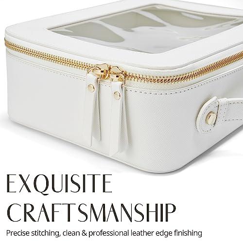 Popvibe Popvibe Slim Makeup Brush Bag Travel Clear Toiletry Bag for Women Cute White Make Up Bag for Traveling Cosmetic Bag Organizer Waterproof Tansparent Beauty Makeup Case