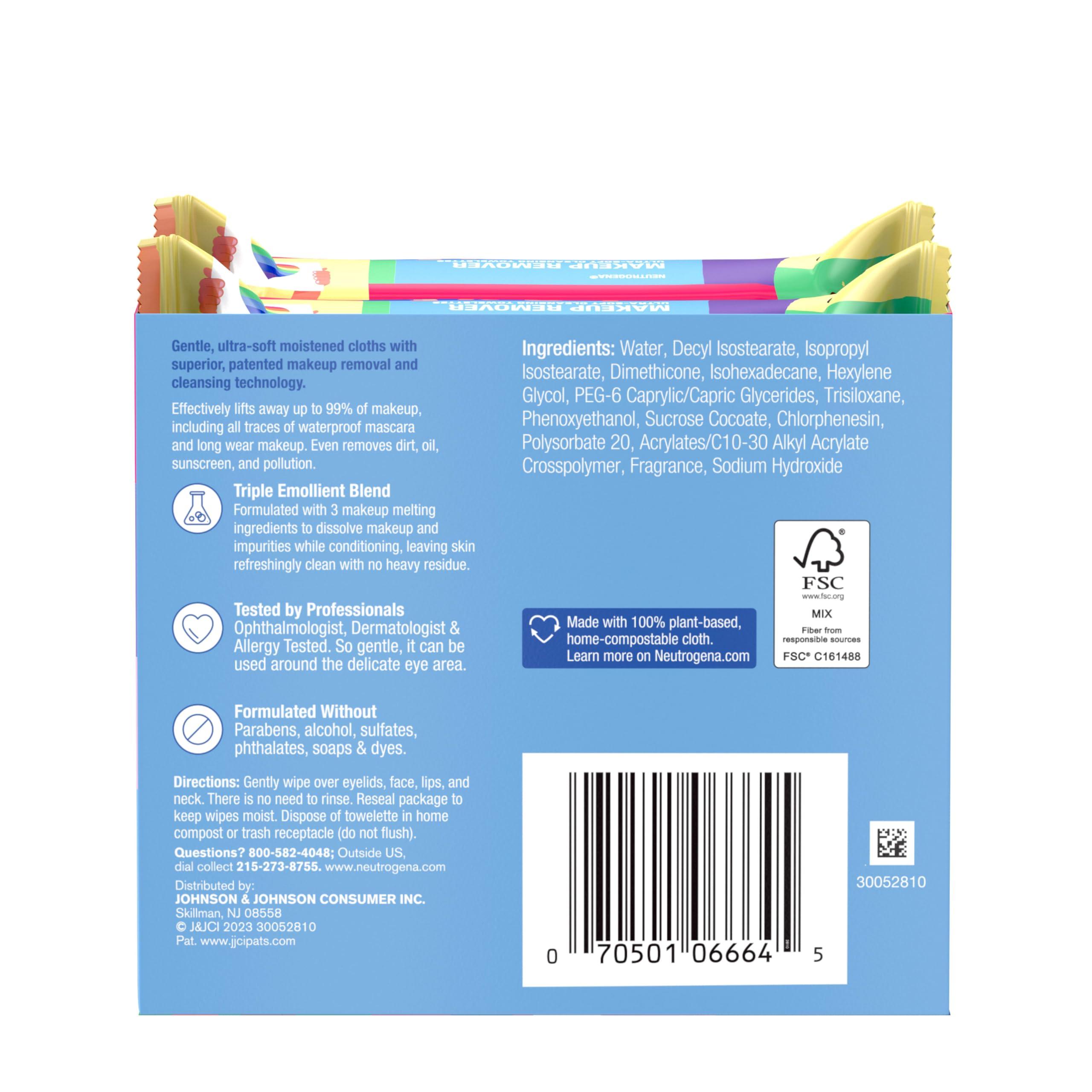 Neutrogena Care with Pride Neutrogena Makeup Remover Cleansing Towelettes, 25 Count, Twin Pack