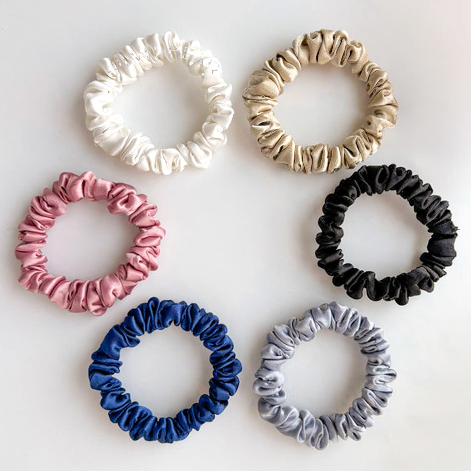 Silvr Bear SILVR BEAR Luxury Satin Scrunchies, Satin Hair Ties for Thick, Thin & Curly Hair, Scrunchies for Women, Girls & Men Softer than Silk Hair Ties (Classic Skinny)