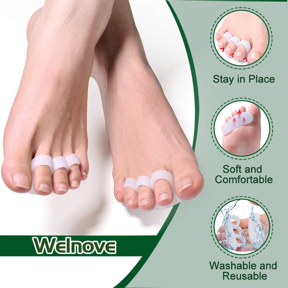 Welnove Welnove Hammer Toe Crests Straightener 4 Pcs Gel Toe Support Pads Cushion(3 Loops White) Relief for Overlapping-Curled-Hammer-Claw Toes