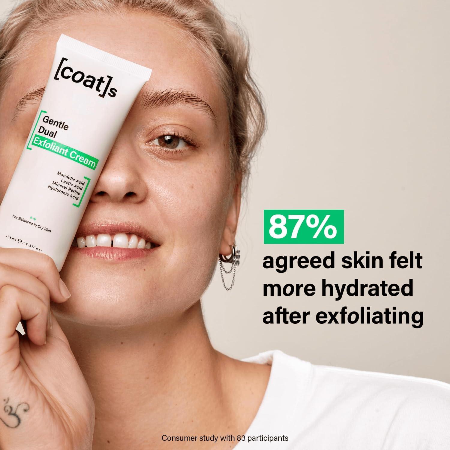 COATS Coats Gentle Dual Exfoliant Cream Face Scrub  Helps Prevent Breakouts + Boosts Skin Radiance with Weekly Use  Dermatologically Approved + Clinically Proven  2.5 oz