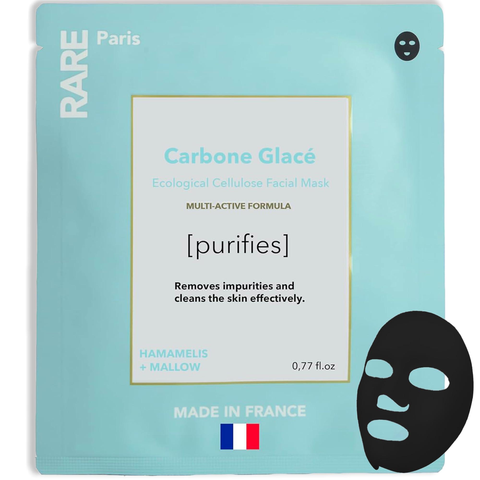 RARE Paris RARE Paris - Carbone Glac - Purifying Carbon Black Facial Sheet Mask - Cleanses & Tightens - With Hamamelis & Mallow - Purifying, Firming & Revitalizing - Multi-Active Serum Formula - 1 Pack
