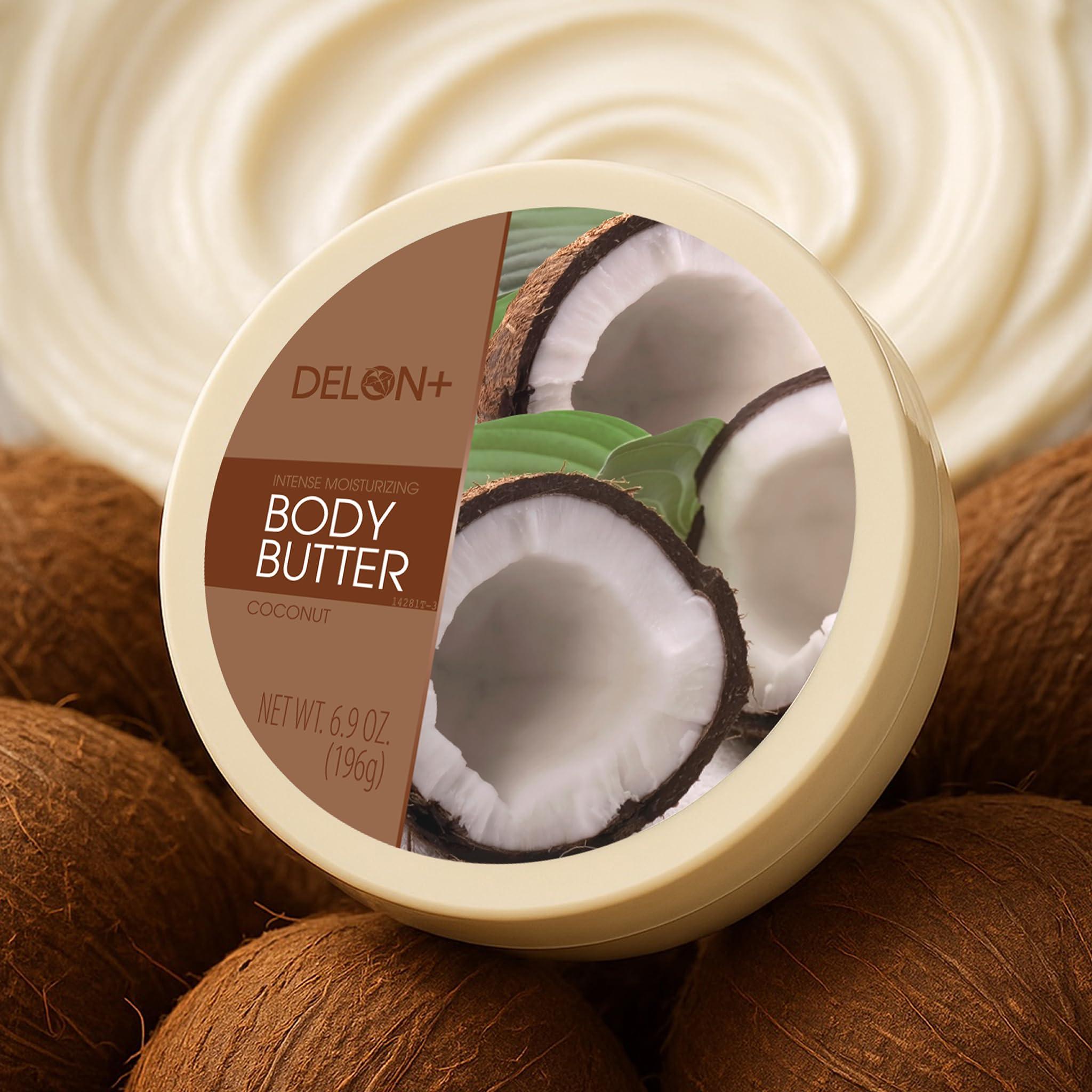 DELON DELON Intense Moisturizing Body Butter, Coconut, 4 Count