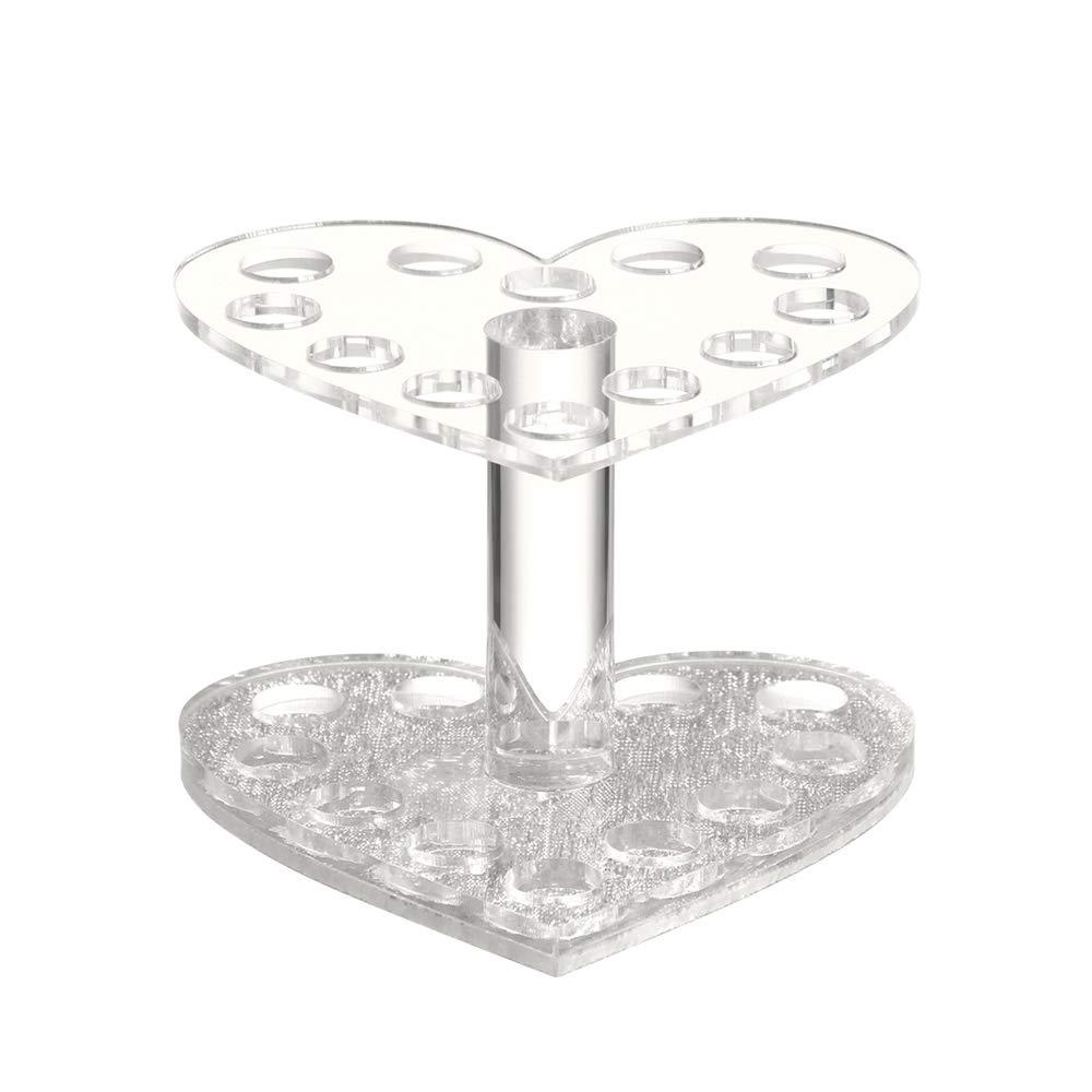 LIXIATIAN LIXIATIAN 12 Holes Makeup Brush Holder Organizer, Acrylic Nail Art Brush Desktop Display Holder Shelf, Pen Stand Storage Rack for Home Office (Heart,Silver)