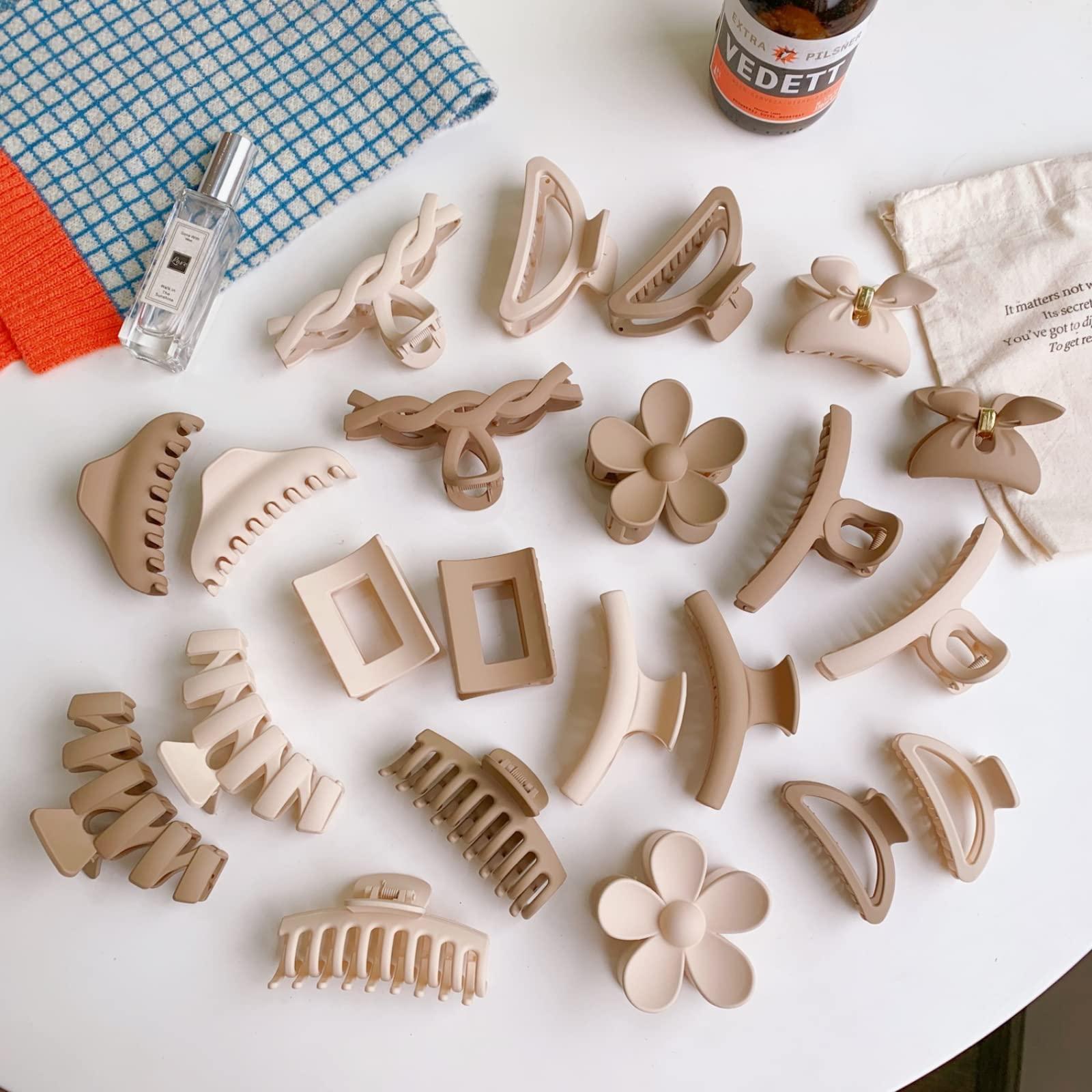 Generic Hair Claw,Cute Hai Pins Beautiful Hair Clips Hair Accessories for Thick Thin Hair Strong Hold Jaw Clips (Beige,Twist)