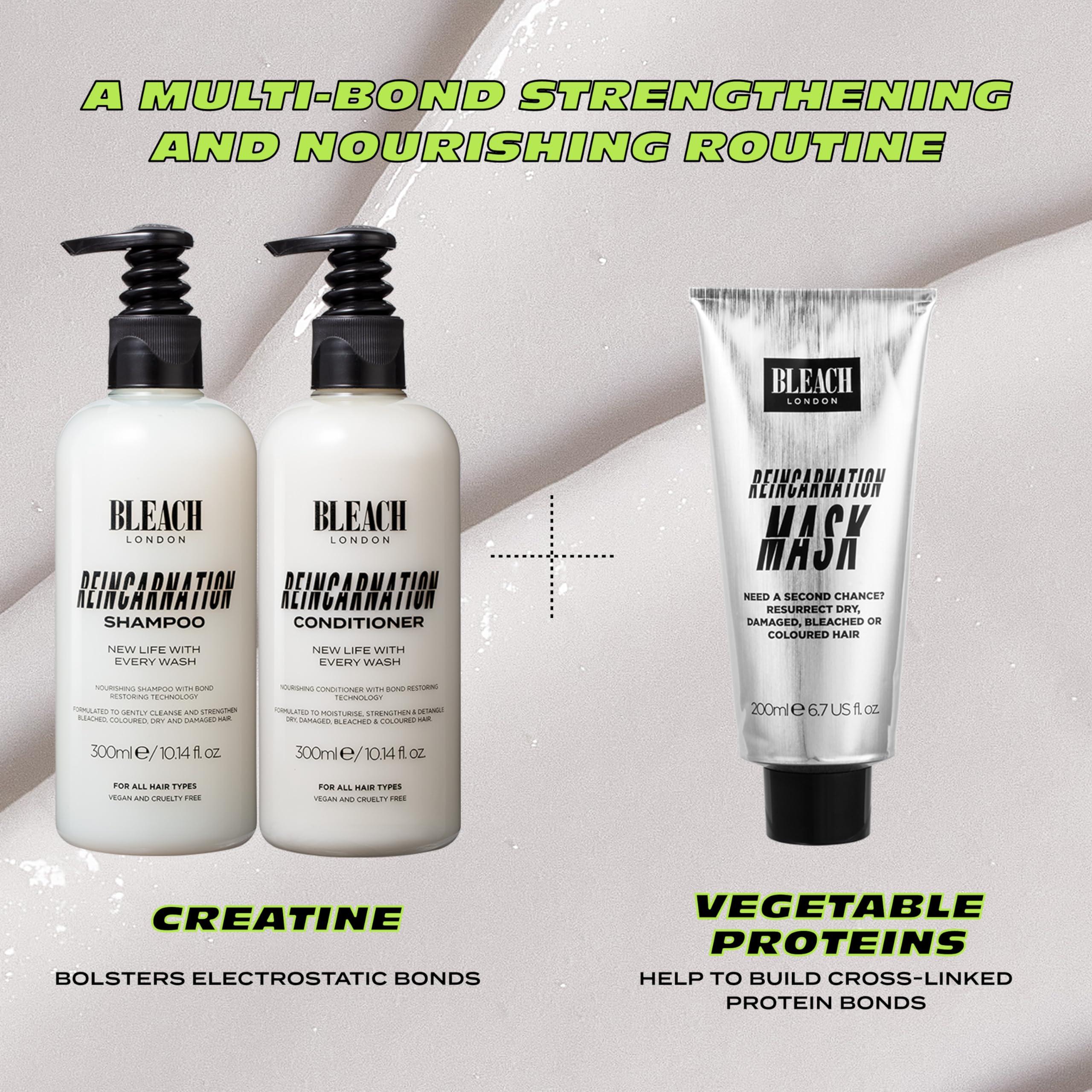 Bleach London Bleach London Reincarnation Bond Restoring Shampoo: Strengthening Daily Shampoo for All Hair Types - Vegan & PETA-Approved - (300ml / 10.1oz)