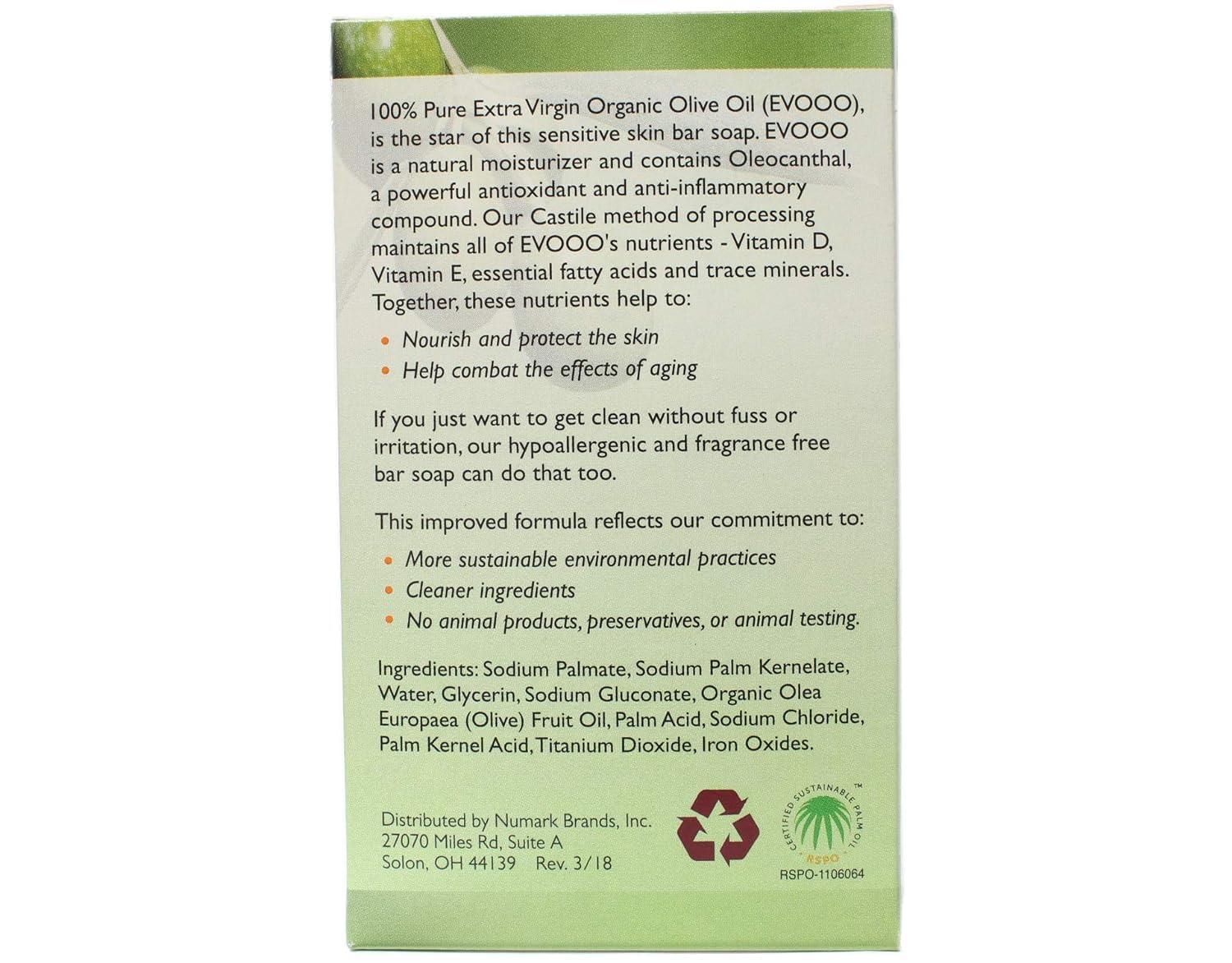 Flywrun Conti Castile Pure Organic Olive Oil Sensitive Skin Bar Soap 3.7 Ounce (Value Pack of 11)