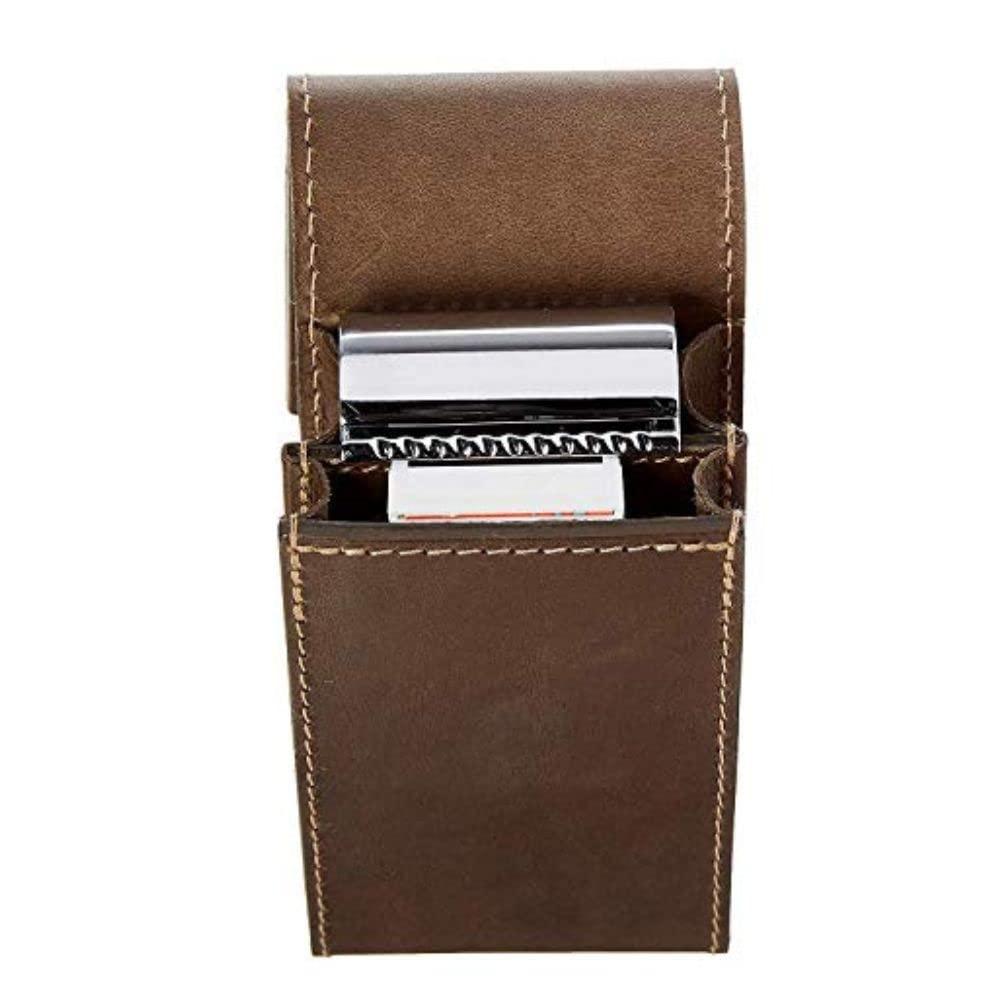 DOVO DOVO Razor And Manicure Set In Brown Leather Case