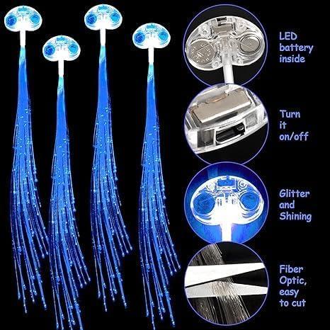 Generic Generic Light Up Hair Clips, LED Lights Hair Led Light Up Fairy Hair Light Up Butterfly Hair Clips Fiber Optic (Blue, 16 Pack)