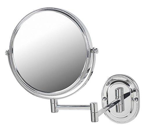 Jerdon Jerdon Two-Sided Wall-Mounted Makeup Mirror - Makeup Mirror with 7X Magnification & Wall-Mount Arm - 8-Inch Diameter Mirror with Chrome Finish Wall Mount - Model JP7507CB