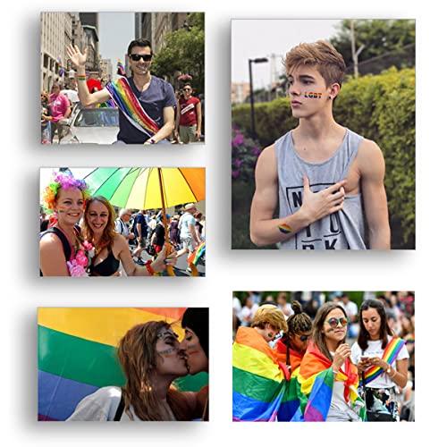 HAOYAN HAOYAN 20 Sheets Gay Pride Tattoo Stickers Set LGBT Face Rainbow Temporary Flower Arm Tattoo Stickers Rainbow Stickers