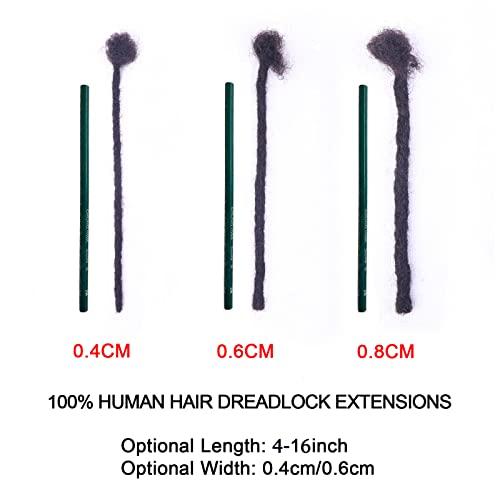 ADIASAI ADIASAI 0.6cm Width 14 Inch 60 Strands 100% Human Hair Loc Extensions, Full Handmade Dreadlock Extensions for Men Women Kids Can Be Dyed and Bleached with Needle and Comb