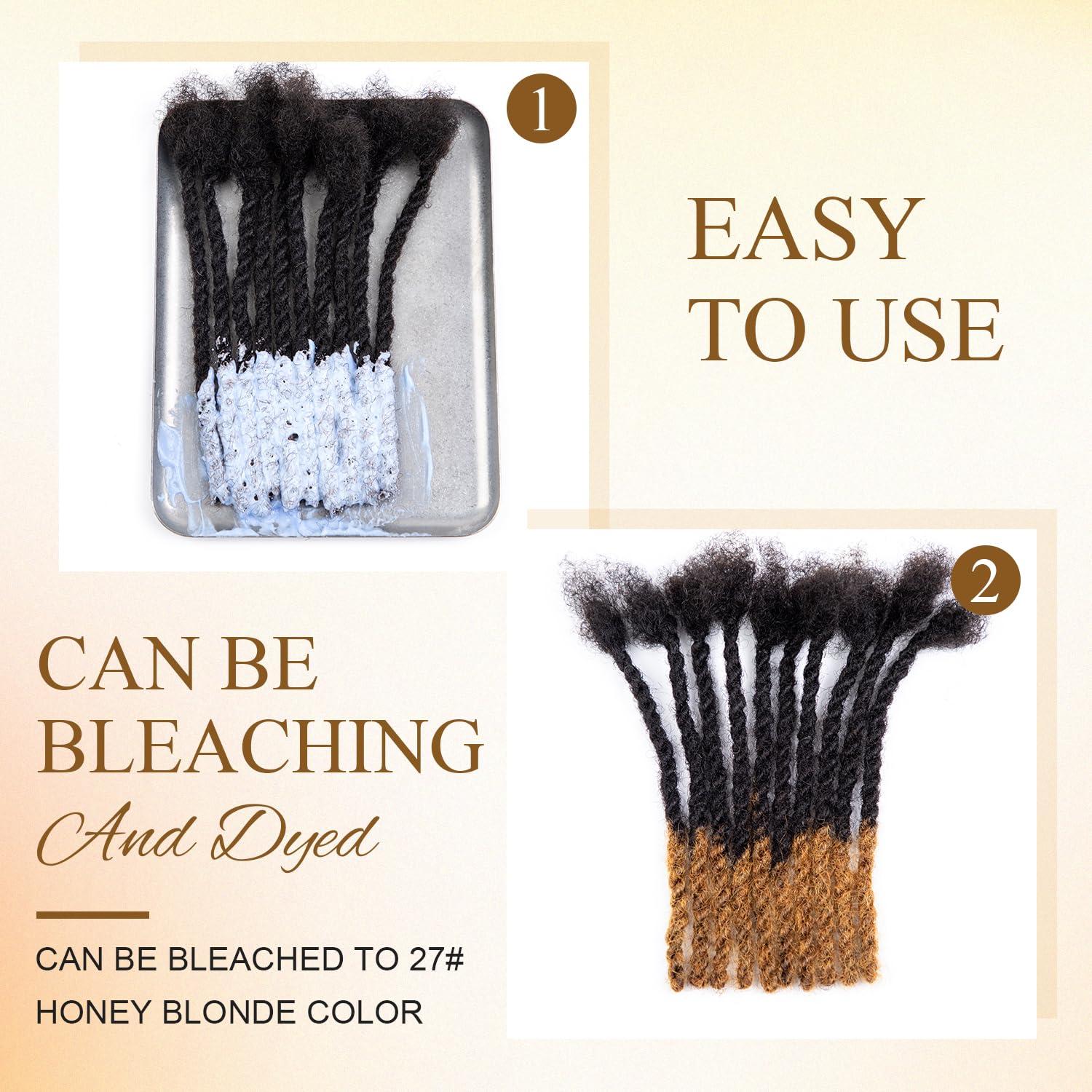 JIAJIA Teresa 0.6cm Width Starting Locs with Two Strand Twists Human Hair Dreadlocks Styled Retwisting Starter Loc Extensions Human Hair For Men and Women (1B/30 Strands, 10 Inch)