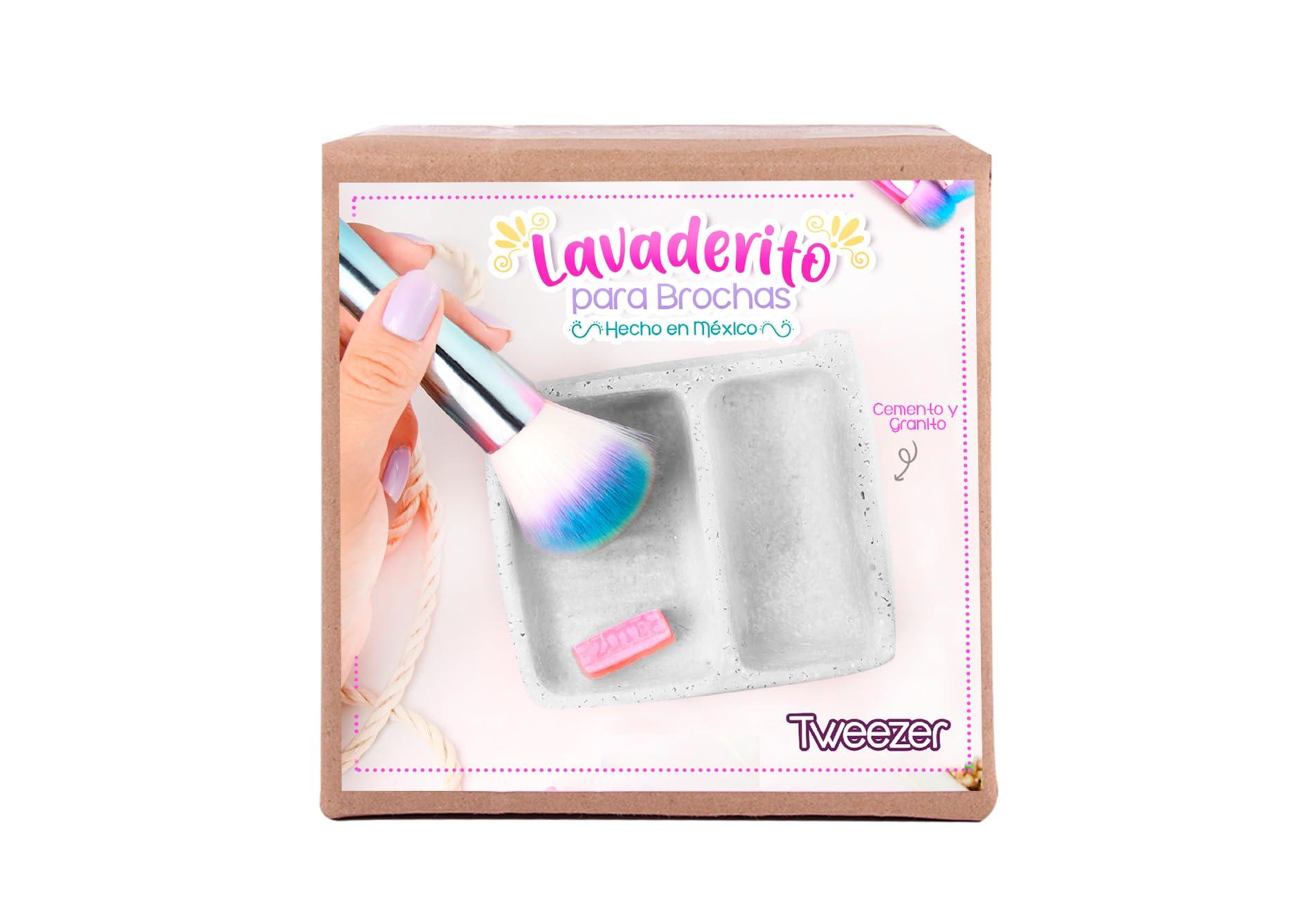 Tweezer Tweezer - Mini Mexican Washboard for Makeup Brush Cleaner Handmade, Brush Cleaning, Washing Tool Cosmetic Brush Clanear, Mexican Lavaderito, Lavadero Miniatura Artesanal, Brush Washer (White)