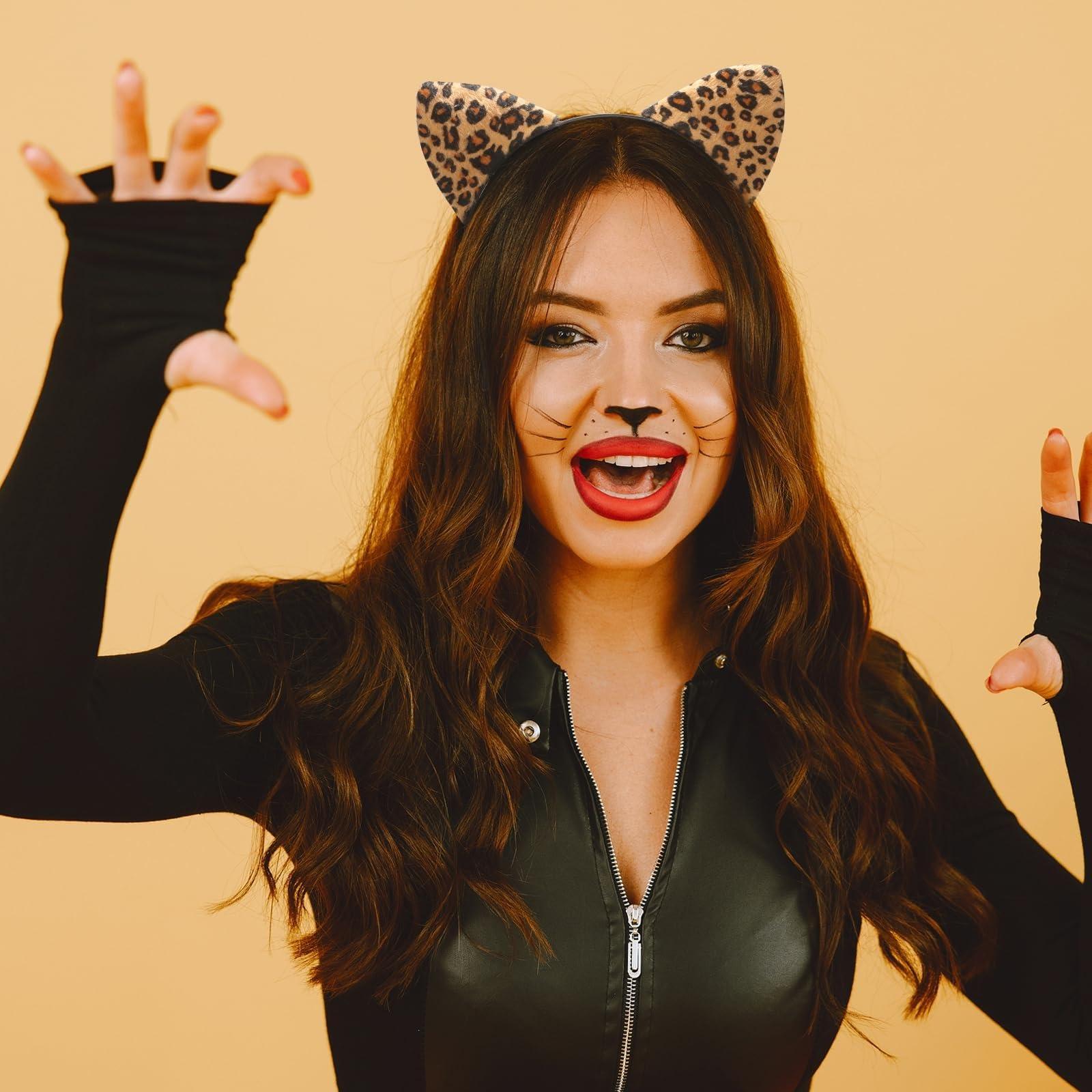 Generic Leopard Cat Ears Headband,Leopard Cat Ears Headband, Cheetah Ears, for Halloween Costume Cosplay or Party Decoration (2PCS, One Size)