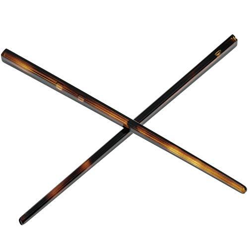 Camila Camila Paris AD28/2 French Twist Stick Hair Pin, Set of 2 Tortoise Shell, Girls Chopsticks Hair Pins for Girls Spiral Updo Chignon Bun Holder, Styling Hair Accessories for Women, Made in France