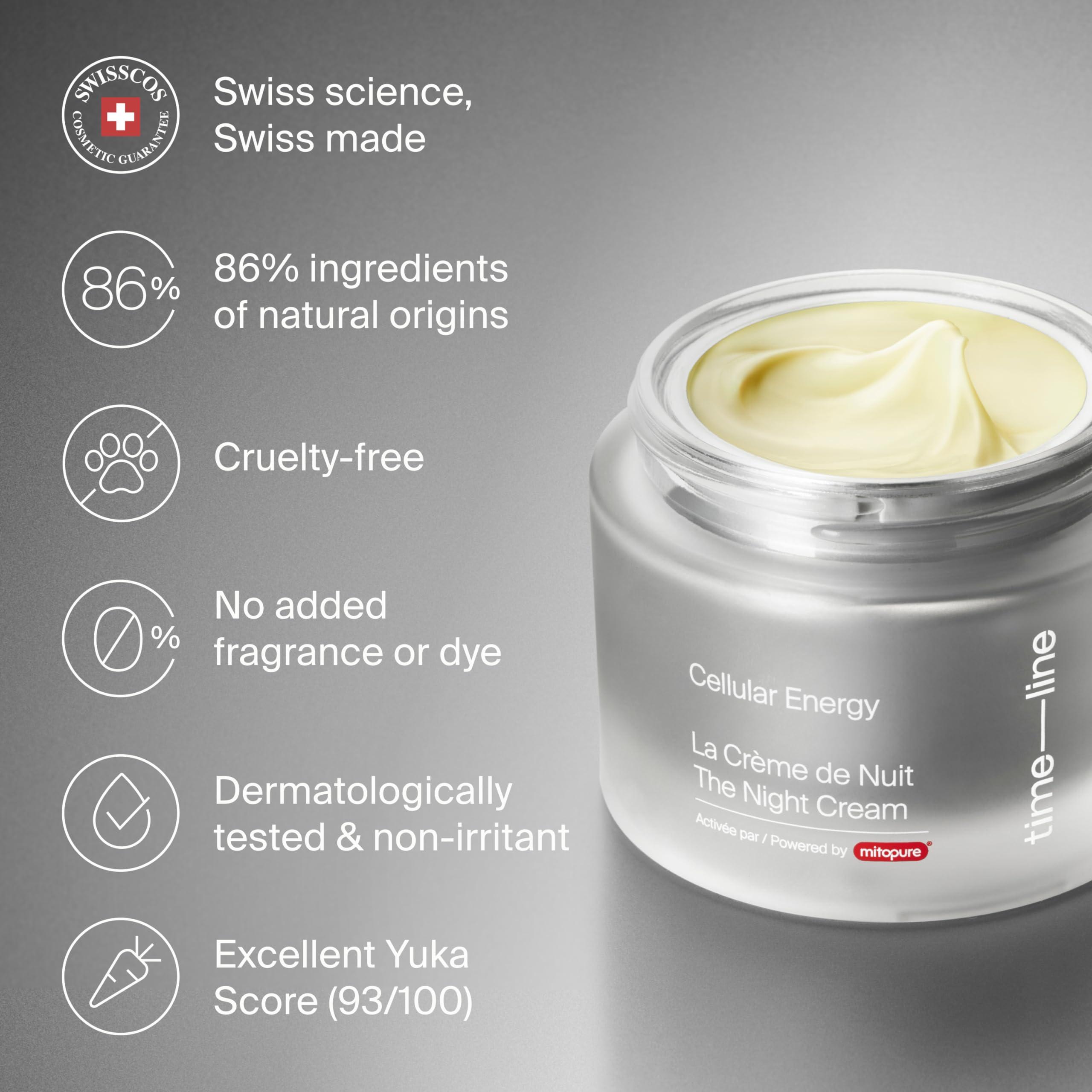 Timeline The Night Cream powered by Mitopure (Urolithin A) Helps skin regenerates overnight, clinically proven to boost skin hydration and significantly reduce wrinkles appearance. 1.69oz (50ml)