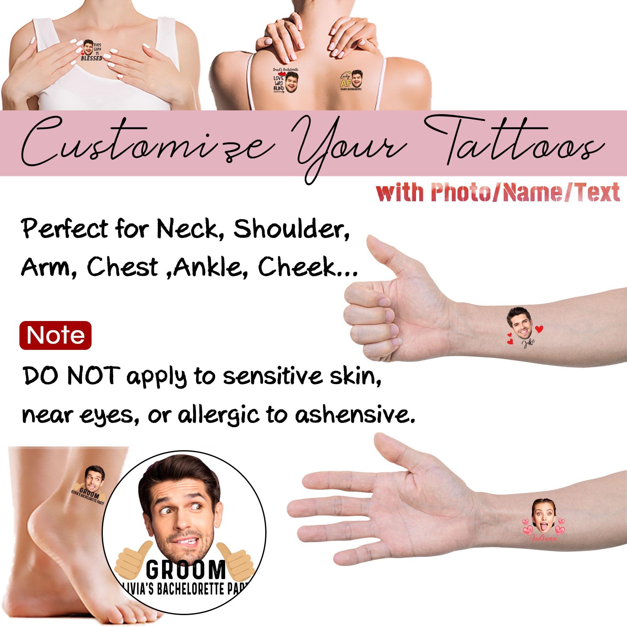 Artsadd Personalized Tattoos for Bachelor Party,Bachelorette Party Tattoos Face Text on Stickers Party Supplies Gifts for Bride Groom
