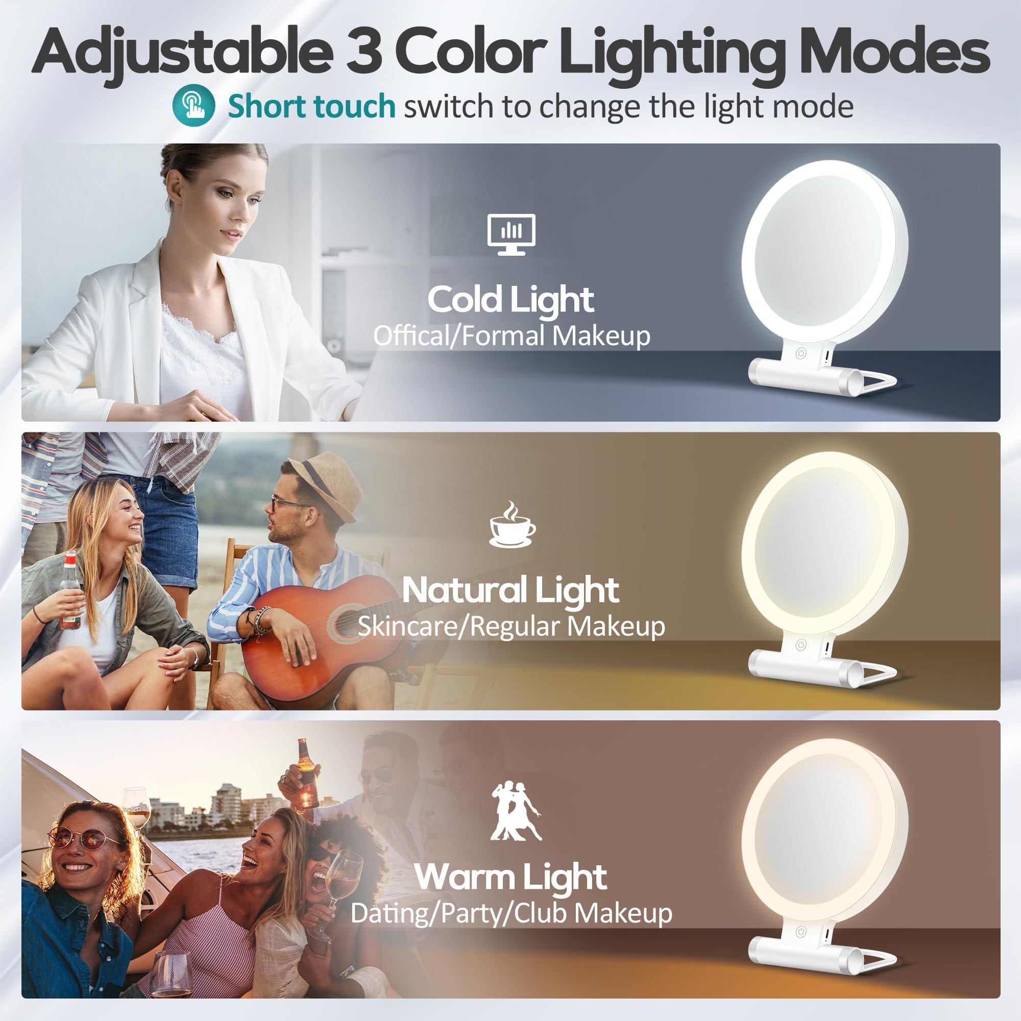 B Beauty Planet B Beauty Planet Magnifying Mirror with Light 30X, Double-Sided 1X/ 30X Magnifying Makeup Mirror with Tweezer, 2000mAh 3 Colour Modes with Adjustable Brightness,Foldable Compact Travel Mirror