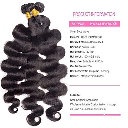 YAREESONG Human Hair Bundle 34 inch Brizilian Hair Bundle Body Wave Bundle 12A Unprocessed Remy Hair Single Bundle Brazilian Body Wave 1 Bundle (Natura black)