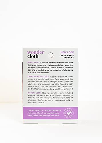 Wonder Wonder Cloth (Pack of 3) - All Natural Make-Up Remover Cloth, Removes Makeup Instantly with Just Water, Cleanses and Exfoliates, Machine Washable