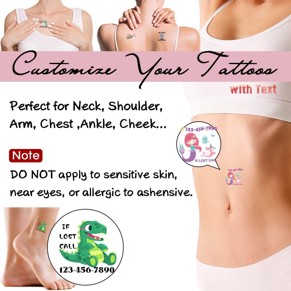 Artsadd Custom Temporary Tattoos Kids,If Lost Please Call Fake Realistic Tattoos Astranaut Dinosaur 22 inches 15pcs