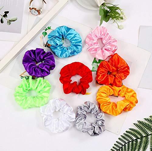 M Joy Decor 9 Pcs LED Hair Scrunchies, Light Up Soft Satin Fabric Hair Tie Grow in the Dark Christmas Party Birthday Ponytail Holder