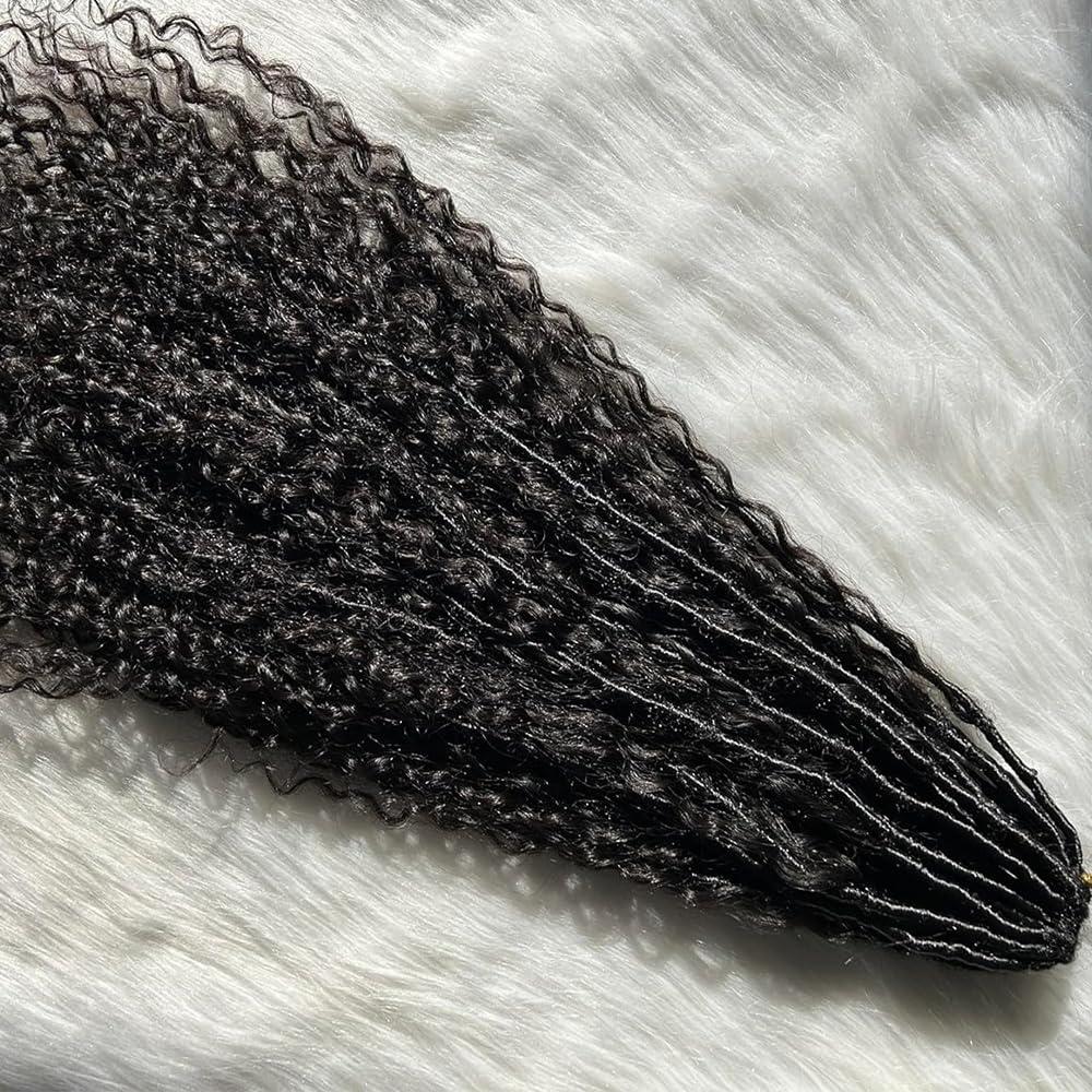 YOUNG BEAUTY Crochet Locs Hair Extensions with Human Hair Curls Pre Looped Dreadlocks Crochet Locs Hair with Curly Ends 26inch 100 Locs Natural Black