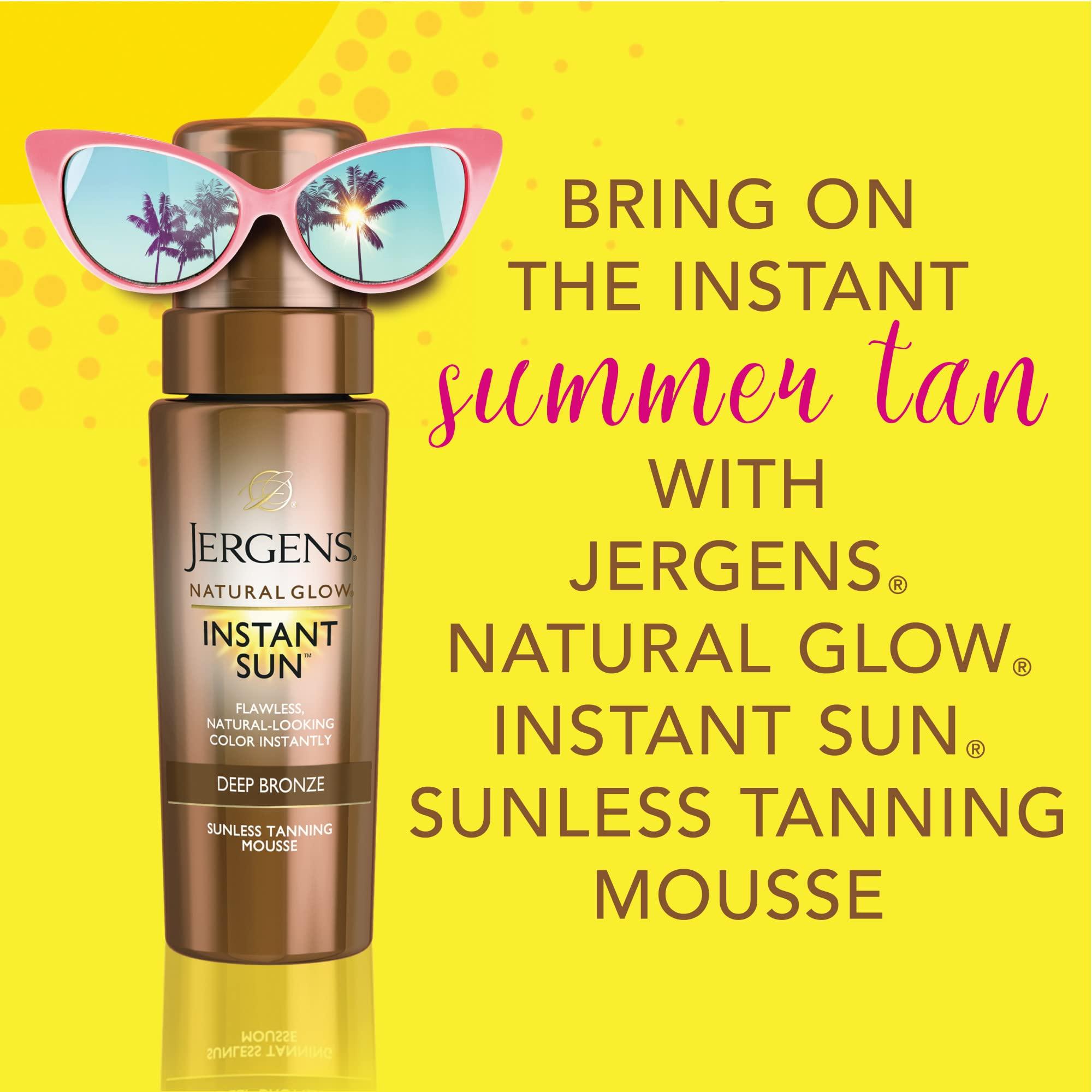 Jergens Jergens Natural Glow Instant Sun Body Mousse, Self Tanner for Deep Bronze Tan, Sunless Tanning Body Bronzer for Natural Looking Color Instantly, 6 Oz, Pack of 2