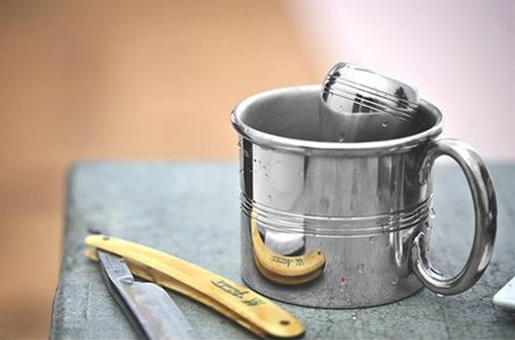 I LUV LTD I LUV LTD Shaving Mug with Handle in Pewter Classic Mens Shaving Mug for Creating Rich Lather Bathroom Accessory