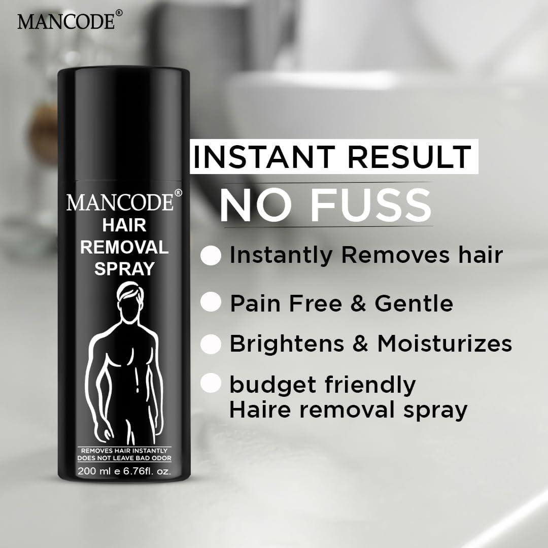Generic Generic MAN\'S CODE Hair Removal Cream Spray 200ml for Men | Painless Hair Removal spray For Chest, Back, Legs & Under Arms | Itch & Irritation Free | Intimate Hygeine From Sweat, Clear