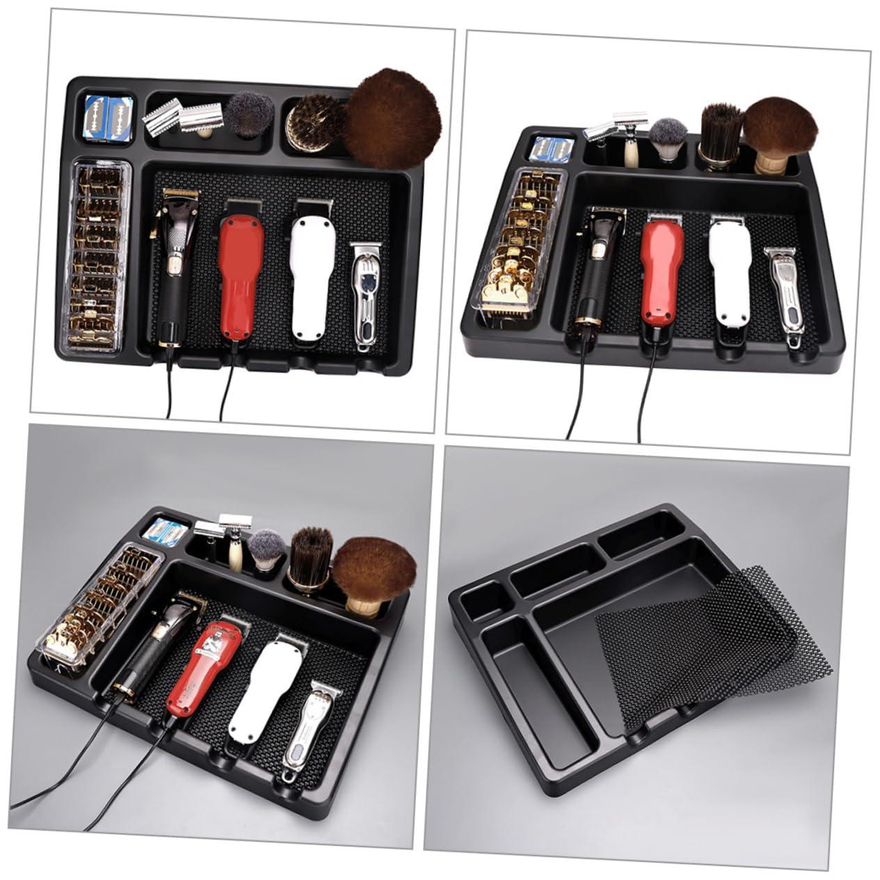 FOYTOKI FOYTOKI Hair Clipper Storage Rack Barber Liners Hair Tool Organizer Shaver Salon Clippers Organizer Tray Trimmers Razor Cavitation Machine Clippers for Men Foil Black Abs