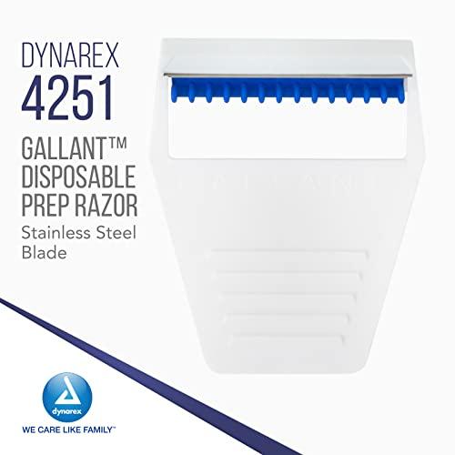 Dynarex Dynarex Gallant Disposable Prep Razors, Used before ECG and other Procedures, Disposable Razors with Open Design, Ergonomic Surgical Prep Razors, 1 Box of 50 Razors