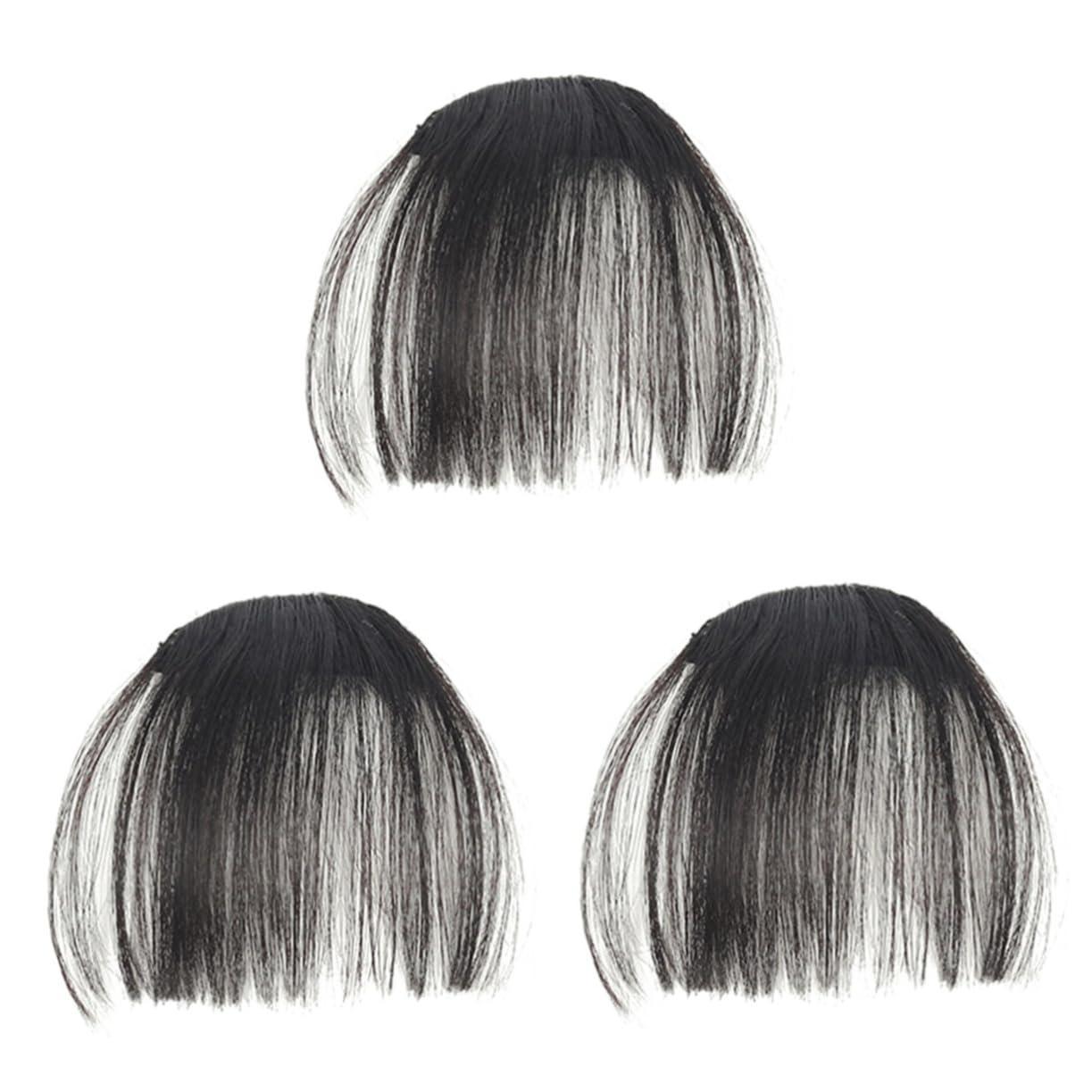 balacoo Balacoo 3pcs Piece Human Hair Clip on Bangs Hair Clips for Bangs Faux Bangs Fake Bangs Fake Hair Clip in Bangs Hair Barrette Black Hair Clip Bangs Hair Clip Hair Extensions Wig Lengthen