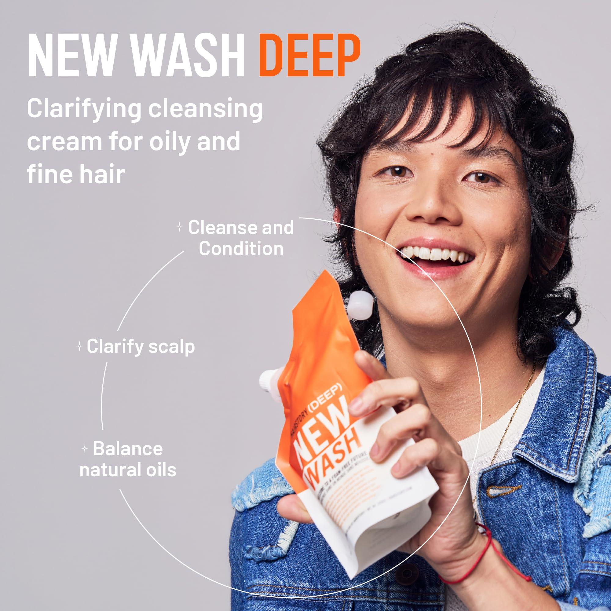 Hairstory Hairstory New Wash Deep, Clarifying Cleansing Cream for Oily & Fine Hair, Shampoo & Conditioner Alternative, Removes Buildup & Restores Scalp, 20oz