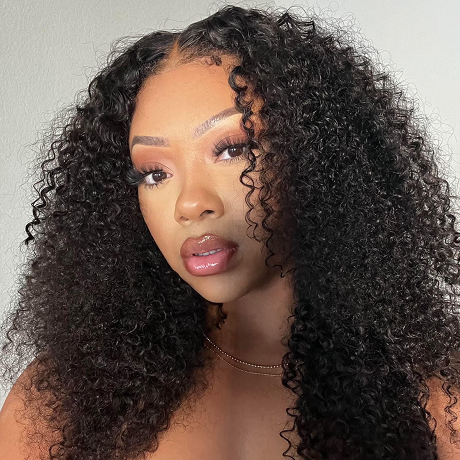ISEE ISEE HAIR HD Lace Front Wigs Human Hair Kinky Curly Wigs Wear & Go Glueless Lace Wigs For Women No Glue 4x6 Lace Pre Cut Wig Human Hair Wigs Transparent Lace Closure Wigs 180% Density 18 Inch