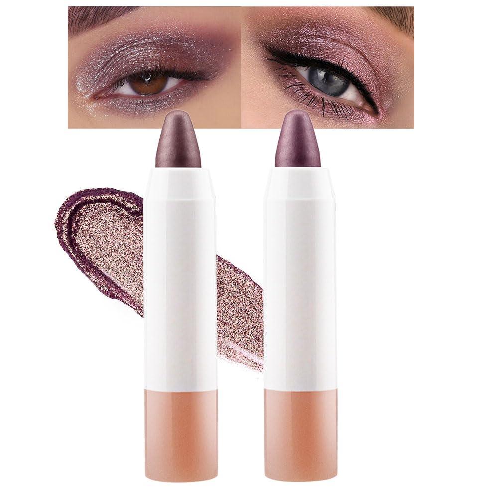 BINGBRUSH BINGBRUSH 2 Pcs Dark Brown Cream Eyeshadow Stick,Shimmer Metallic Eye Shadow Pencil,Eye Brightener Crayon for Different Eye Makeup Effect,Easy-To-Apply and Compact for Travel