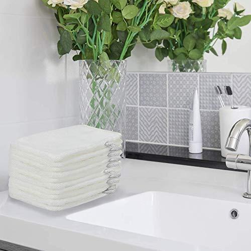 PHOGARY PHOGARY 10 Pack Microfiber Body Wash Mitts, Soft Face Mitten, Bath Spa Cloth, Reusable Makeup Remover Mitt Gloves, European Style Wash Cloth,6×8inch (white)