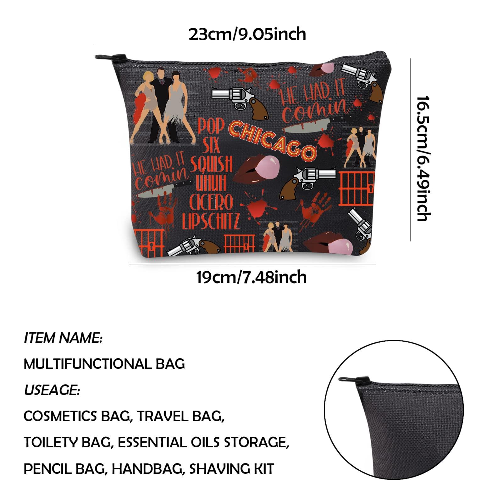 WCGXKO WCGXKO Musical Gift Chicago Musical Inspired Gift Six Squish Uh Uh Cicero Lipschitz Zipper Pouch Cosmetic Bag (Chicago Music)