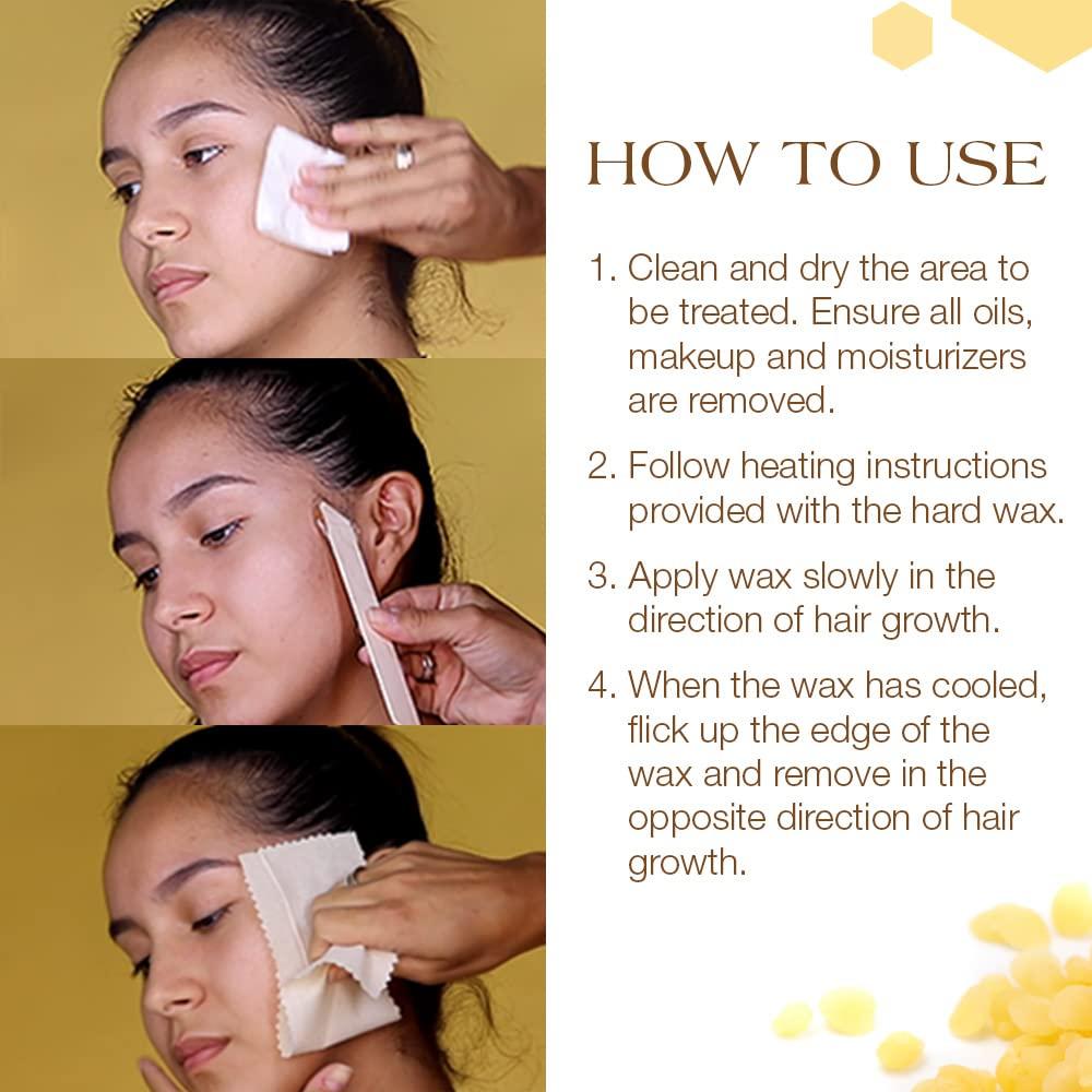 MOOM MOOM - Organic Sugar Wax Hair Removal Kit, For Underarm, Face and Bikini Zone, Waxing Kit Includes Sugar Wax Infused with Lavender, Wax Strips & Waxing Sticks, Ideal for Sensitive Skin - 6 ounces