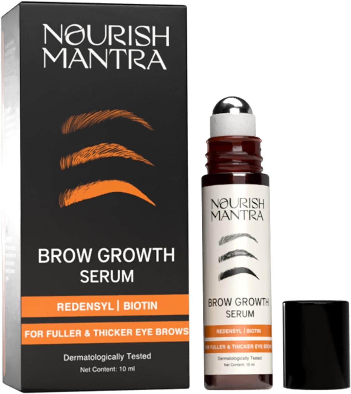 NOURISH MANTRA Nourish Mantra Eyebrow Growth Serum | Formulated with Redensyl, Biotin, Peptides & Amino Acids | Natural Eyebrow Serum and Enhancer for Thicker Brows | Brow Enhancing Serum 10 ml