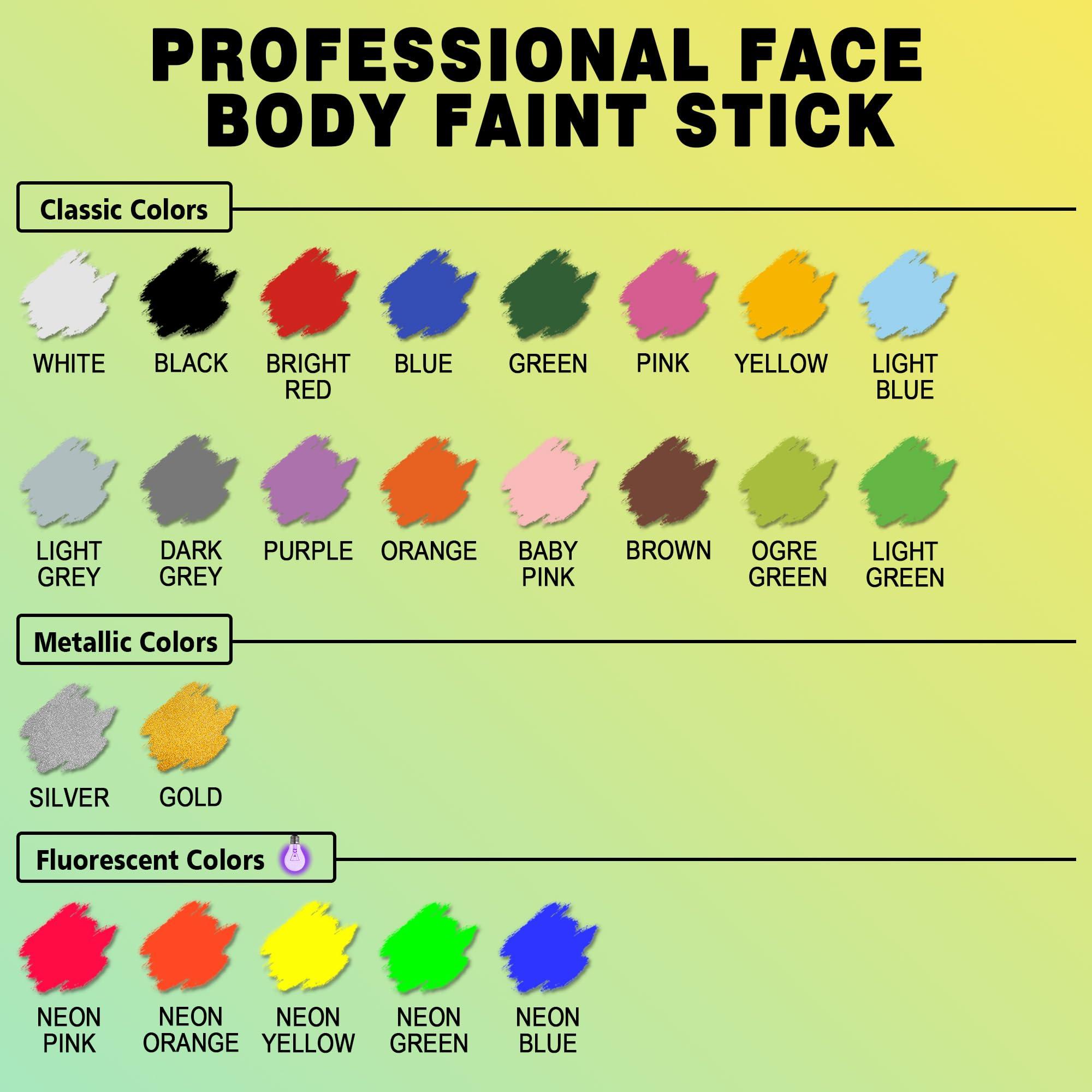 CCbeauty CCBeauty Clown White Face Body Paint Stick Oil, White Eye Black Sticks for Sports, Cream Skeleton Joker Mime Foundation Makeup, Hypoallergenic Face Painting Kit for Halloween SFX Cosplay Costume Party