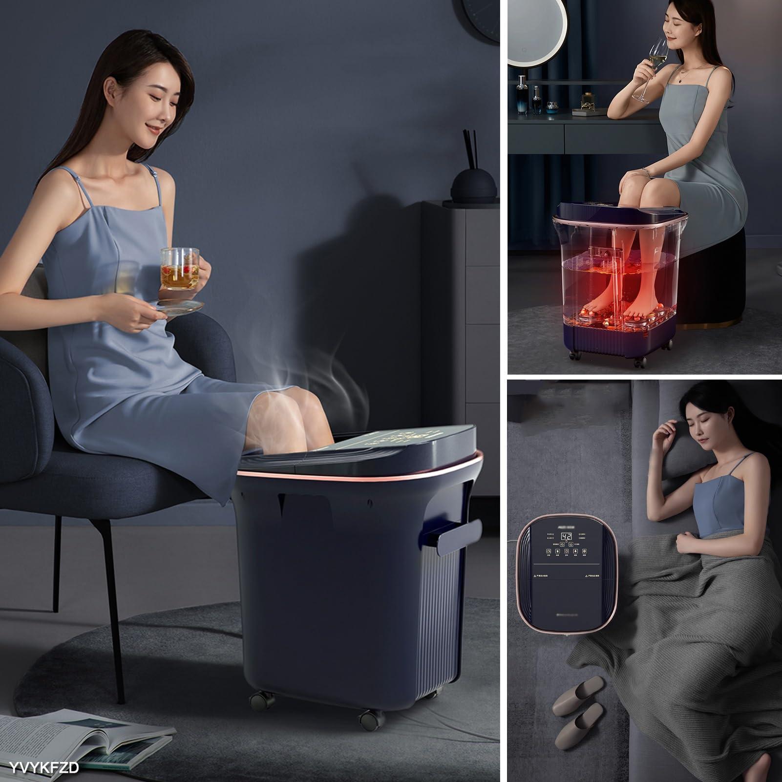 YVYKFZD YVYKFZD Portable Foot Spa Bath, Foot Bath Basin Massager, Household Foot Soak Tub with Heat, Red Light, Temperature Control, Jets, for Soothe and Relax Tired Feet