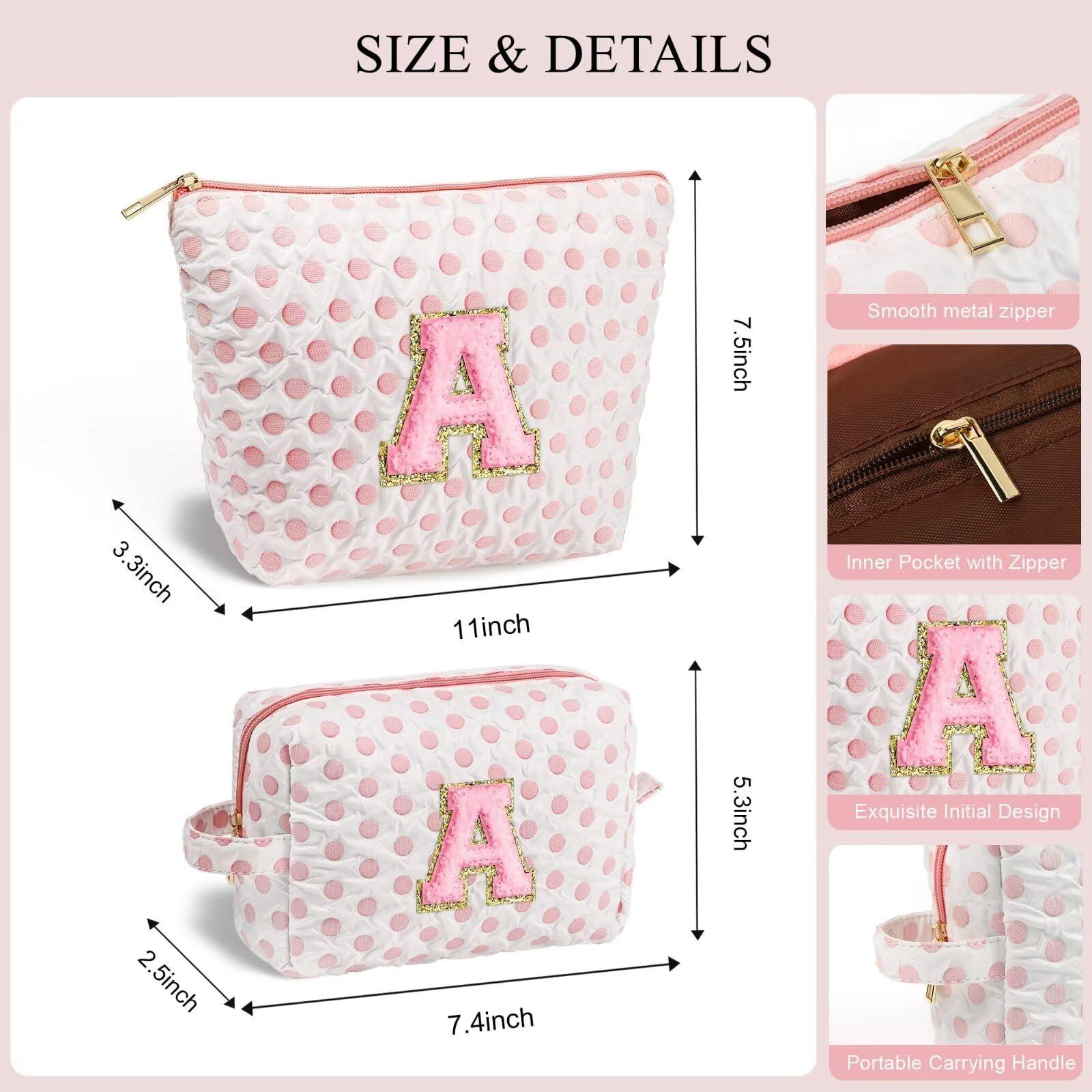 YOOLIFE YOOLIFE Teen Girl Gifts - Personalized Gifts for Teen Girls Kids, Teenage Girl Gifts, 8 10 11 12 13 16 Year Old Girl Birthday Gifts Idea, Preppy Makeup Bag, Pink Cosmetic Travel Bag Initial G